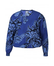 Zhenzi Zh-Kesh 1457-Blouse - Blå printet bluse 201457 Cobalt Blue