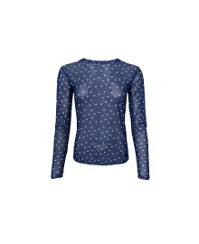 Black Colour BCANNIE MESH BLOUSE - Blå mesh med prikker 3846 Navy Dot