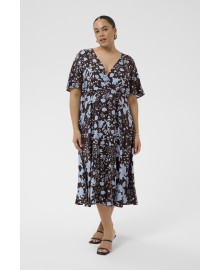 Kaffe Curve KCnadine Dress - Printet kjole 10584258 Coffee Bean/Blue