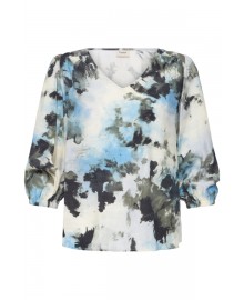 Fransa FRARIANA BL 19 - Blå printet bluse 20618028 Watercolour Bloom Ice Water