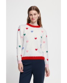 ICHI IHBELABLUE LS2 - Strik med hjerter 20126411 Cloud Dancer