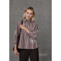 Love&Divine love1604-4 Shirt - Brun stribet skjorte med broderi 20279 Brown Stripes