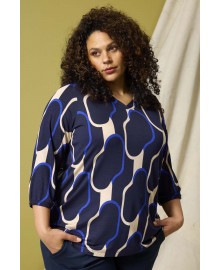 Zhenzi ZH-sylva 1432 Blouse - Blå printet bluse 201432 Cobalt Blue