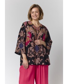 Gozzip GElse-Marie Blouse - Printet bluse G265067 Black With Pink Printed