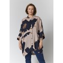 Gozzip GSilje Oversized Cardigan - Printet cardigan/tunika G265094 Sand With Big Black Flowers