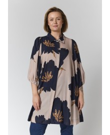 Gozzip GWilma Dress - Printet kjole G265096 Sand With Big Black Flowers