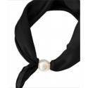 Tim&Simonsen Chloe Scarf w. Magnetic Pearl - Brun prikket tørklæde TSJ467 Black