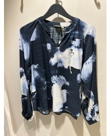 Fransa FRARIANA BL 20 - Blå printet bluse 20618204 Ink Blue Blizzard