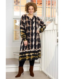 Zhenzi Zh-Livia 1535-Dress - Grøn printet kjole 201535 Dark Olive