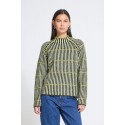 ICHI IHKAMARA LS STRIPE6 - Grøn stribet strik 20126649 Green White Leek Stripe