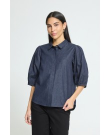 ICHI IHBORGIE SH1 - Mørkeblå denim skjorte 20126628 Washed dark blue