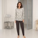 Lady Avenue Pyjamas sæt - Pyjamas 66703 Offwhite/Brown