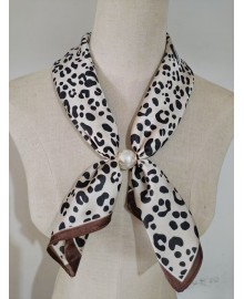 Tim&Simonsen Aliki Scarf w. Magnetic Pearl - Sort/brun printet tørklæde TSJ100 Aw12