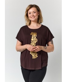 Gozzip GGitte T-shirt with print - Brun t-shirt med guldtryk G266025 Brown