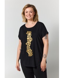 Gozzip GGitte T-shirt with print - Sort t-shirt med guldtryk G266025 Black