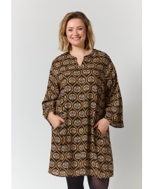 Gozzip GSkuld Tunic - Sort tunika med print G266000 Black with brown and sand pattern