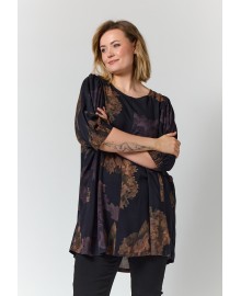 Gozzip GLova Tunic - Sort tunika med print G266006 Black with big flowers