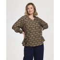 Gozzip GAnnah Blouse - Sort bluse med print G266061 Black with brown and sand pattern