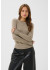 Kaffe KAlizza Knit Pullover - Sandfarvet strik med kontrast 10512581 Desert Taupe Melange